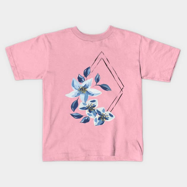 Blue Wildflowers Kids T-Shirt by RioDesign2020